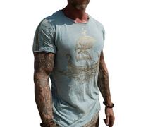 JHBTFQ T-Shirt Viking pour Homme Yggdrasil/Arbre de Vie Imprimé en 3D Été Lin Manches Courtes Médiéval Nordique Cadeau,Set sail for Seas,4XL