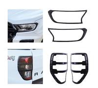 JHCHAN Couvercle de feu arrière de phare pour Ford Ranger Wildtrak Raptor T7 T8 2015-2022 XL XLT Tremor Limited Platinum MK2 MK3 Noir (Un ensemble)