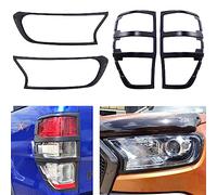 JHCHAN Feux arrière et Couvercle de phares pour Ranger Wildtrak Raptor Limited 2015-2022 T6 T7 T8 XL XLT Tremor Lunette de protection de feu avant et arrière (1 jeu)