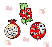 JHCHUYI Lot de 3 broches amusantes en forme de grenade avec gros globe oculaire - Broche en forme de fleur de grenade riche en vitamines - Bijoux en alliage - Inscription « Let Me See » - Convient