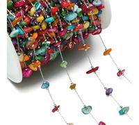 Jhdwu 1 mètre Perle à Clip en Acier Inoxydable, Pierres Naturelles, chaîne, Breloques pour la Fabrication de Bijoux, Colliers, Bracelets, Accessoires Faits à la Main