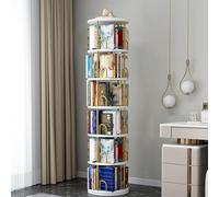 JHDXL Bibliothèque Rotative à 4/5/6 Niveaux, Meuble de Rangement pour Livres, Décorations, Tour de Livre Verticale, pour Salon, Bureau, Chambre à Coucher(White,194cm/76.5in)