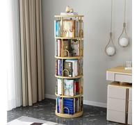 JHDXL Bibliothèque Rotative à 4/5/6 Niveaux, Meuble de Rangement pour Livres, Décorations, Tour de Livre Verticale, pour Salon, Bureau, Chambre à Coucher(Wood,163cm/64in)