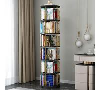 JHDXL Bibliothèque Rotative à 4/5/6 Niveaux, Meuble de Rangement pour Livres, Décorations, Tour de Livre Verticale, pour Salon, Bureau, Chambre à Coucher(Black,194cm/76.5in)