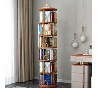 JHDXL Bibliothèque Rotative à 4/5/6 Niveaux, Meuble de Rangement pour Livres, Décorations, Tour de Livre Verticale, pour Salon, Bureau, Chambre à Coucher(Brown,194cm/76.5in)