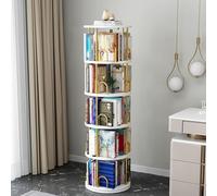 JHDXL Bibliothèque Rotative à 4/5/6 Niveaux, Meuble de Rangement pour Livres, Décorations, Tour de Livre Verticale, pour Salon, Bureau, Chambre à Coucher(White,163cm/64in)
