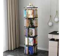JHDXL Bibliothèque Rotative à 4/5/6 Niveaux, Meuble de Rangement pour Livres, Décorations, Tour de Livre Verticale, pour Salon, Bureau, Chambre à Coucher(Black,163cm/64in)