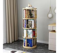 JHDXL Bibliothèque Rotative à 4/5/6 Niveaux, Meuble de Rangement pour Livres, Décorations, Tour de Livre Verticale, pour Salon, Bureau, Chambre à Coucher(Wood,131.5cm/51.5in)