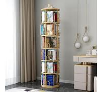 JHDXL Bibliothèque Rotative à 4/5/6 Niveaux, Meuble de Rangement pour Livres, Décorations, Tour de Livre Verticale, pour Salon, Bureau, Chambre à Coucher(Wood,194cm/76.5in)