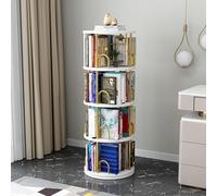 JHDXL Bibliothèque Rotative à 4/5/6 Niveaux, Meuble de Rangement pour Livres, Décorations, Tour de Livre Verticale, pour Salon, Bureau, Chambre à Coucher(White,131.5cm/51.5in)