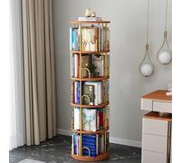 JHDXL Bibliothèque Rotative à 4/5/6 Niveaux, Meuble de Rangement pour Livres, Décorations, Tour de Livre Verticale, pour Salon, Bureau, Chambre à Coucher(Brown,163cm/64in)