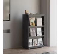 JHDXL Bibliothèque Rotative avec Roulette, Unité de Stockage Ouverte, Étagère de Rangement avec Cadre en métal, pour Salon, Chambre, Cuisine, Bureau(Black)