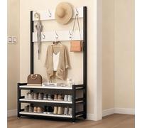 JHDXL Meuble d'entrée Vestiaire avec Banc, Porte Manteau sur Pieds avec 7 Crochets Doubles, Meuble d’Entrée Style Moderne pour Chambre, Salon, Couloir(Black 4,60cm/24in)