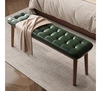 JHDXL Petit Banc décor Salle, Banc à Chaussures en Bois Massif avec Rembourrage, Bout de Lit Robuste et Stable, pour Salle à Manger, Couloir(Green,100cm/39.5in)