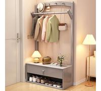 JHDXL Portant à Vêtement avec Banc Chaussures Entrée, Porte-manteau Moderne avec Crochets, Ensembles 4 en 1 de Meuble d'entrée Vestiaire, pour Entrée, Couloir(Grey,60cm/24in)