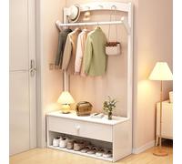 JHDXL Portant à Vêtement avec Banc Chaussures Entrée, Porte-manteau Moderne avec Crochets, Ensembles 4 en 1 de Meuble d'entrée Vestiaire, pour Entrée, Couloir(White,80cm/31.5in)