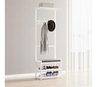 JHDXL Porte-manteau de Couloir avec Banc de Rangement Rembourré, Portant à Vêtement avec Étagère à Chaussures, Vestiaire pour Salon, Entrée, Couloir(White,40cm/16in)