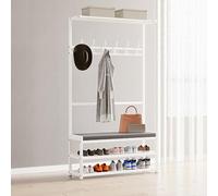 JHDXL Porte-manteau de Couloir avec Banc de Rangement Rembourré, Portant à Vêtement avec Étagère à Chaussures, Vestiaire pour Salon, Entrée, Couloir(White,75cm/29.5in)