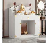 JHDXL Table D'Autel avec Rangement,avec Tiroir Rangement, Armoire Sanctuaire De Bouddha, Table D'Autel De MéDitation, for Salon, Salle D'étude, Bureau Ou Salon De Thé(White,88cm/34.5in)