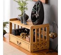 JHDXL Table D'Autel De MéDitation à 2 Niveaux avec Tiroirs, Table de prière de méditation, pour défunt/Bouddhiste/thé, Décoration spirituelle Orientale pour Petit Espace(Original Wood,69cm/27in)