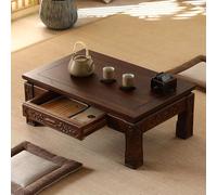 JHDXL Table de Bout, Table Basse avec étagère de Rangement, Table d'autel de méditation Tatami, pour Canapé, lit, Salon, Baie vitrée(Walnut,80 * 50cm/31.5 * 19.7in)