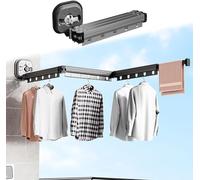 JHDZ Hemerch Étendoir à vêtements rétractable, Support de Cintre Mural rétractable, étendoir à vêtements à Ventouse, étendoir à vêtements Portable pour organisateurs de Maison,3 Folding Black