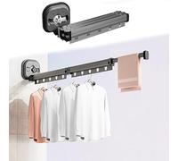 JHDZ Hemerch Étendoir à vêtements rétractable, Support de Cintre Mural rétractable, étendoir à vêtements à Ventouse, étendoir à vêtements Portable pour organisateurs de Maison,2 Folding Black