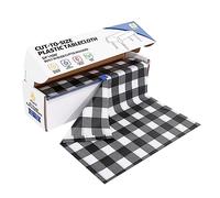 JHDZDHY Rouleau de nappe jetable en plastique de 137,2 cm x 30,5 m avec cutter coulissant pour tous les types/formes de tables | pique-nique, fête, banquet, anniversaire, mariage (carreaux noirs)