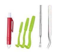 JHEELITE Pince à Tiques pour Chiens 6 en 1, Tire Tique Humain, Peigne Anti Puces pour Chat, 2 en 1 Crochet à Tiques en Acier Inoxydable, Pince à Tique pour Chien Humain