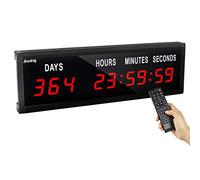 Jhering Horloge Murale numérique LED Grand écran, horloges murales surdimensionnées, Horloge Compte à rebours avec télécommande 1,8 '' 9 Chiffres (Rouge)