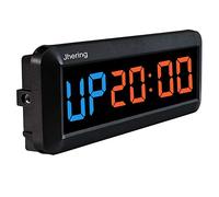 Jhering LED Minuterie d'intervalle, Compte à rebours Horloge,Chronomètre, Minuterie de Gymnastique avec télécommande, Minuterie d'entraînement pour la Remise en Forme au Garage à Domicile(Bleu/Rouge)