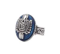 JHGSDHS Bague vintage The Vampire Diaries Salvatore Damon Stefan's Punk pour homme Lapis lazuli cristal bleu