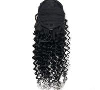 JHHJK Extensions de cheveux humains queue de cheval à cordon de serrage profond, noir naturel # 1B, 8 à 26 pouces(12 inch)