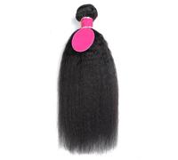 JHHJK Tissage de cheveux, 100% cheveux humains, perruque for femme, 8-30 pouces 1B noir naturel, support permanent ou teinture, grade 8A(Kinky straight,16 inch)