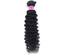 JHHJK Tissage de cheveux, 100% cheveux humains, perruque for femme, 8-30 pouces 1B noir naturel, support permanent ou teinture, grade 8A(Deep wave,18 inch)
