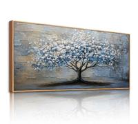 JHHUAMO Grande Toile 50x100 cm XL, Peinture Décorative pour le Salon avec Vue sur Arbre Bleu, Décoration Murale pour Chambre à Coucher, Bureau, Salle de Bain, Salle à Manger