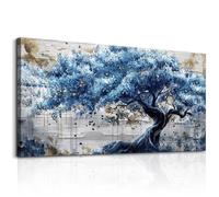 JHHUAMO Grande Toile 50x100 cm XXL, Peinture Décorative pour le Salon avec Vue sur Arbre Bleu, Décoration Murale pour Chambre à Coucher, Bureau, Salle de Bain, Salle à Manger