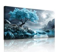 JHHUAMO Tableau Arbre de Vie Montagne Modern Chambre Salon 73x146 cm