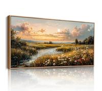 JHHUAMO Tableau Decoration Murale avec Cadre, Tableau Mural Décoratif Maison Nature Paysage Rural Coucher de Soleil, Impression sur Toile Grand Moderne pour Salon Chambre Salle Bureau 50x100 cm