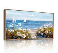 JHHUAMO Tableau Decoration Murale Salon, Grand Moderne Cadre Tableau Mural Décoratif Maison, Impression sur Toile Vegetale Naturelles Paysage Mer Voilier pour Chambre Bureau Salle 60x120 cm