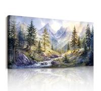 JHHUAMO Tableau Decoration Murale Salon, Grand Moderne Tableau Mural Décoratif Maison, Impression sur Toile Montagne Arbre Paysage Vegetale Naturelles pour Chambre Bureau Salle 73x146 cm