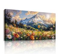 JHHUAMO Tableau Decoration Murale Salon, Grand Moderne Tableau Mural Décoratif Maison, Impression sur Toile Arbre Montagne Colorées Paysage Vegetale Naturelles pour Chambre Salle Bureau 50x100 cm