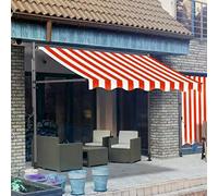 JHIAADEY Auvent De Terrasse,Store Balcon sans Percage,Store Exterieur,Aucun PerçAge Requis for L'Installation,Fournit De l'ombre Et Est éTanche,Convient Aux Patios,FenêTres(Red+White,3M/9.8FT)