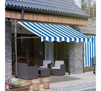 JHIAADEY Auvent De Terrasse,Store Balcon sans Percage,Store Exterieur,Aucun PerçAge Requis for L'Installation,Fournit De l'ombre Et Est éTanche,Convient Aux Patios,FenêTres(Blue+White,2.5M/8.2FT)