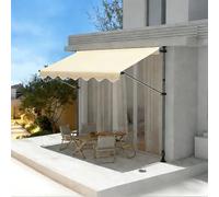 JHIAADEY Auvent De Terrasse,Store Balcon sans Percage,Store Exterieur,l'angle Et La Hauteur sont RéGlables,Ce Qui Le Rend Adapté Aux EntréEs,Balcons,Avant-Toits Et Espaces(Beige,2M/6.5FT)