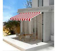 JHIAADEY Auvent De Terrasse,Store Balcon sans Percage,Store Exterieur,l'angle Et La Hauteur sont RéGlables,Ce Qui Le Rend Adapté Aux EntréEs,Balcons,Avant-Toits Et Espaces(Red+White,3.5M/11.5FT)