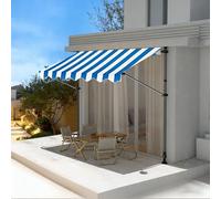 JHIAADEY Auvent De Terrasse,Store Balcon sans Percage,Store Exterieur,l'angle Et La Hauteur sont RéGlables,Ce Qui Le Rend Adapté Aux EntréEs,Balcons,Avant-Toits Et Espaces(Blue+White,2M/6.5FT)