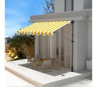 JHIAADEY Auvent De Terrasse,Store Balcon sans Percage,Store Exterieur,l'angle Et La Hauteur sont RéGlables,Ce Qui Le Rend Adapté Aux EntréEs,Balcons,Avant-Toits Et Espaces(Yellow+White,2M/6.5FT)