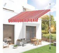 JHIAADEY Auvent RéTractable,Auvent De Patio sans PerçAge,Auvent ImperméAble,RéSistant Aux UV,Fournit De l'ombre,ImperméAble,Convient Aux EntréEs,Balcons,Avant-Toits(Red White,3.5M/11.5FT)
