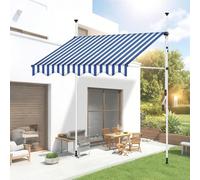 JHIAADEY Auvent RéTractable,Auvent De Patio sans PerçAge,Auvent ImperméAble,RéSistant Aux UV,Fournit De l'ombre,ImperméAble,Convient Aux EntréEs,Balcons,Avant-Toits(Blue White,3M/9.8FT)